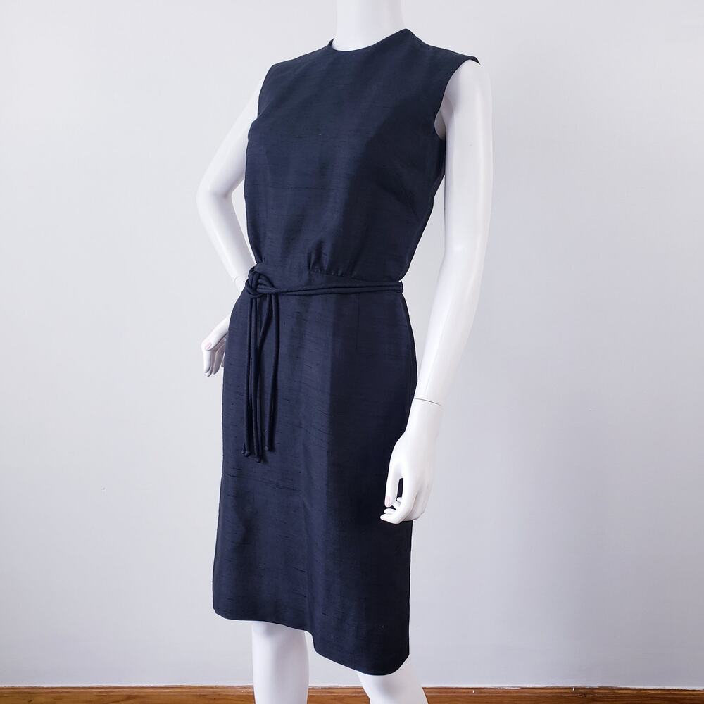 Vintage 60s Mancini California Black Sleeveless Dress and Matching Belt Size 10